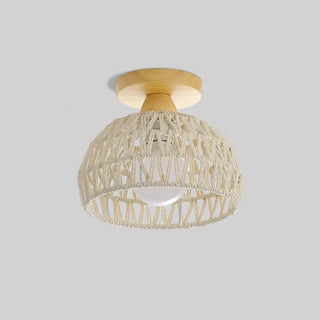 ZOWALA - Geometric Weaving Rope Semi-Flush Mount Light Image - 9