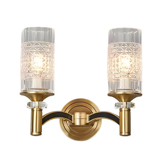 Luxury Etched Glass Shade Gold Cylinder Wall Sconce Zawala Image - 5