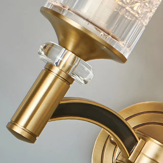 Luxury Etched Glass Shade Gold Cylinder Wall Sconce Zawala Image - 6