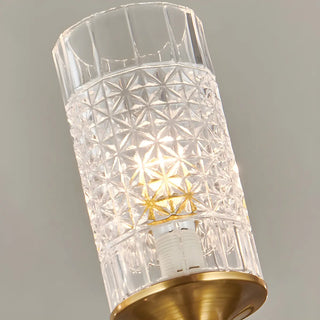 Luxury Etched Glass Shade Gold Cylinder Wall Sconce Zawala Image - 7
