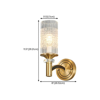 Luxury Etched Glass Shade Gold Cylinder Wall Sconce Zawala #size