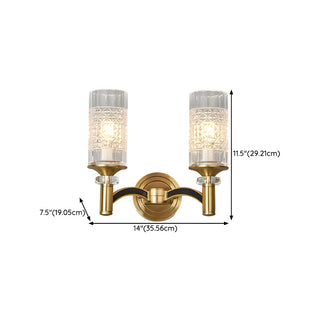 Luxury Etched Glass Shade Gold Cylinder Wall Sconce Zawala Image - 9