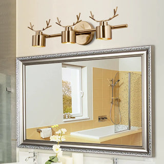 Creative 3-Light Antler and Cylinder Gold Vanity Light Zawala Image - 1