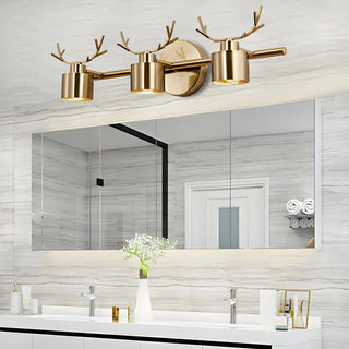 Creative 3-Light Antler and Cylinder Gold Vanity Light Zawala Image - 2