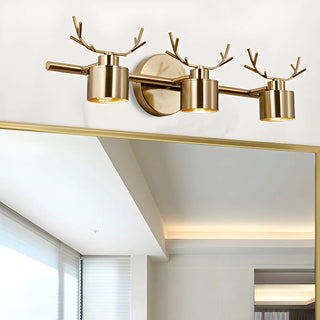 Creative 3-Light Antler and Cylinder Gold Vanity Light Zawala Image - 3