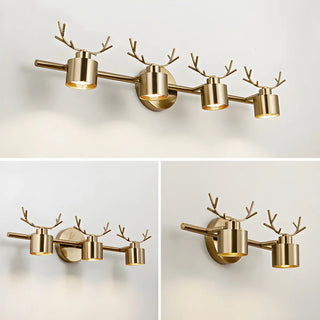 Creative 3-Light Antler and Cylinder Gold Vanity Light Zawala Image - 4
