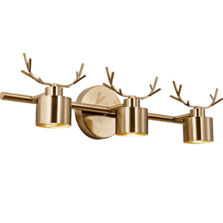 Creative 3-Light Antler and Cylinder Gold Vanity Light Zawala Image - 9