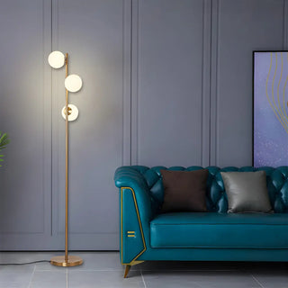 3-Light Globe Gold Contemporary Metal Floor Lamp Zawala Image - 1