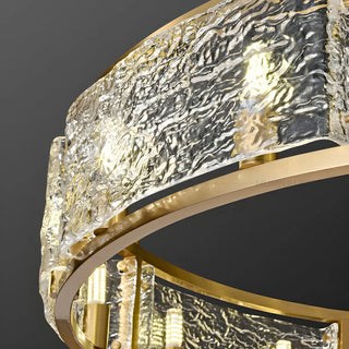 Circular Brass Water Glass Large Living Room Chandelier Image - 4