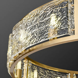 Circular Brass Water Glass Large Living Room Chandelier Image - 6