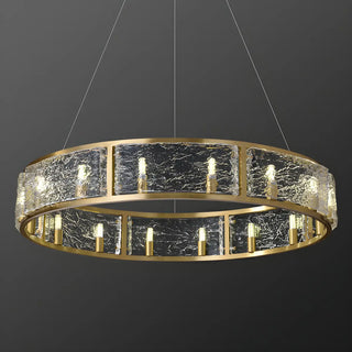 Circular Brass Water Glass Large Living Room Chandelier Image - 8
