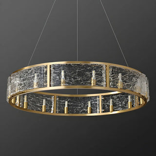 Circular Brass Water Glass Large Living Room Chandelier Image - 9
