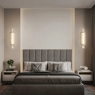 Luxury Crystal Cylinder Gold Bedroom Wall Sconce Zawala Image - 1