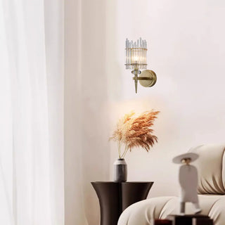 Minimalist Transparent Glass Gold Metal Wall Sconce Zawala Image - 11