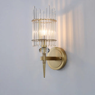 Minimalist Transparent Glass Gold Metal Wall Sconce Zawala Image - 5