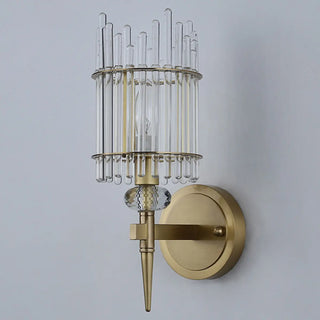 Minimalist Transparent Glass Gold Metal Wall Sconce Zawala Image - 6