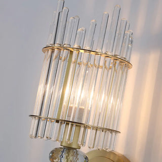 Minimalist Transparent Glass Gold Metal Wall Sconce Zawala Image - 7