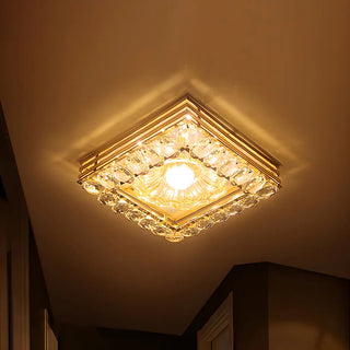 ZOWALA - Gold Crystal Flower Round LED Flush Mount Ceiling Light Image - 2