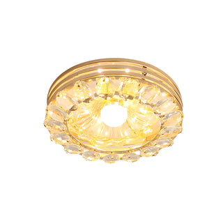 ZOWALA - Gold Crystal Flower Round LED Flush Mount Ceiling Light Image - 6