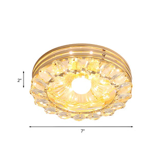 ZOWALA - Gold Crystal Flower Round LED Flush Mount Ceiling Light Image - 8