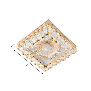 ZOWALA - Gold Crystal Flower Round LED Flush Mount Ceiling Light Image - 9