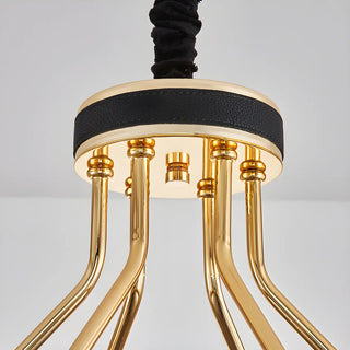 Crystal Round Black Gold Tiered Living Room Chandelier Image - 15