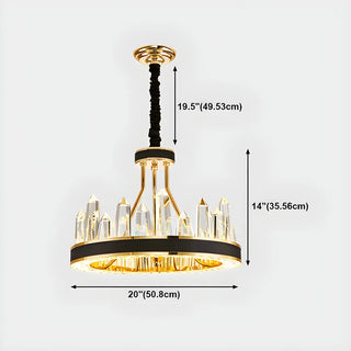 Crystal Round Black Gold Tiered Living Room Chandelier #size