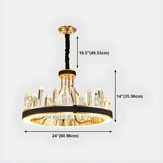 Crystal Round Black Gold Tiered Living Room Chandelier Image - 21