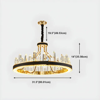 Crystal Round Black Gold Tiered Living Room Chandelier Image - 22