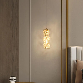 ZOWALA - Elegant Clear Crystal Rectanglar Bedroom Pendant Light Image - 1