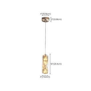 ZOWALA - Elegant Clear Crystal Rectanglar Bedroom Pendant Light #size