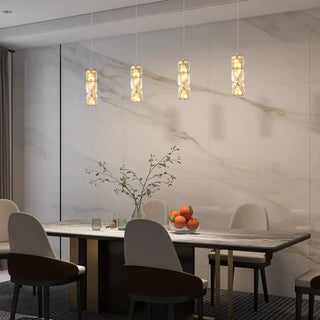 ZOWALA - Elegant Clear Crystal Rectanglar Bedroom Pendant Light Image - 2