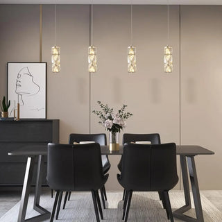 ZOWALA - Elegant Clear Crystal Rectanglar Bedroom Pendant Light Image - 4
