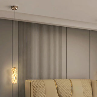 ZOWALA - Elegant Clear Crystal Rectanglar Bedroom Pendant Light Image - 5
