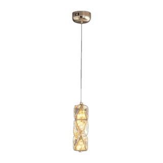 ZOWALA - Elegant Clear Crystal Rectanglar Bedroom Pendant Light Image - 6