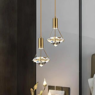 ZOWALA - Modern Bedroom Clear Crystal Diamond Pendant Light Image - 1