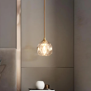 ZOWALA - Modern Bedroom Mini Clear Crystal Globe Pendant Light Image - 3