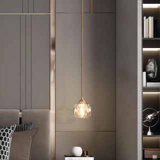 ZOWALA - Modern Bedroom Mini Clear Crystal Globe Pendant Light Image - 4