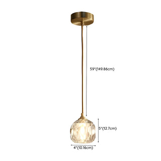 ZOWALA - Modern Bedroom Mini Clear Crystal Globe Pendant Light #size