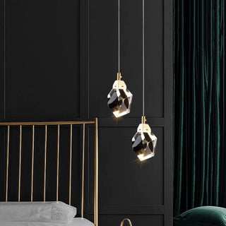 Modern Bedroom Gold Clear Faceted Crystal Pendant Light Zawala Image - 2