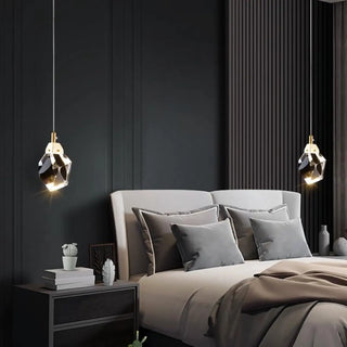 Modern Bedroom Gold Clear Faceted Crystal Pendant Light Zawala Image - 4
