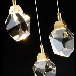Modern Bedroom Gold Clear Faceted Crystal Pendant Light Zawala Image - 6