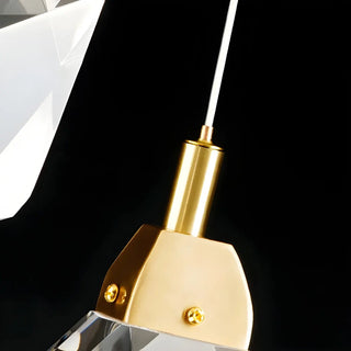 Modern Bedroom Gold Clear Faceted Crystal Pendant Light Zawala Image - 7