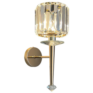 Stylish Clear Crystal Gold Cylinder Metal Wall Sconce Zawala Image - 11