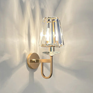 Stylish Clear Crystal Gold Cylinder Metal Wall Sconce Zawala Image - 12