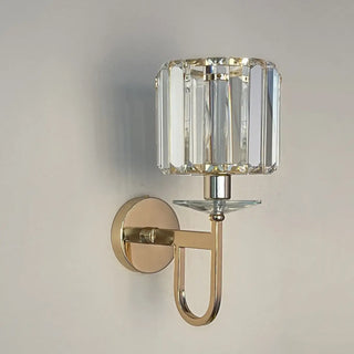 Stylish Clear Crystal Gold Cylinder Metal Wall Sconce Zawala Image - 15