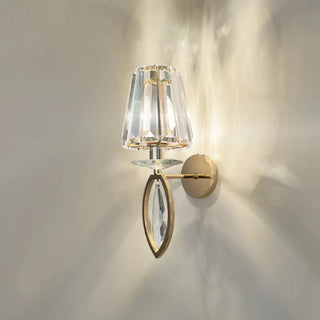 Stylish Clear Crystal Gold Cylinder Metal Wall Sconce Zawala Image - 16