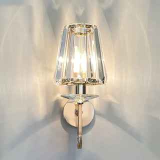 Stylish Clear Crystal Gold Cylinder Metal Wall Sconce Zawala Image - 17