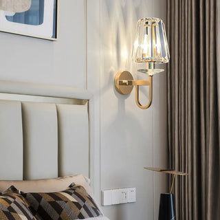 Stylish Clear Crystal Gold Cylinder Metal Wall Sconce Zawala Image - 2