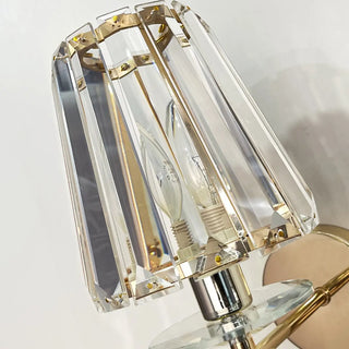 Stylish Clear Crystal Gold Cylinder Metal Wall Sconce Zawala Image - 20